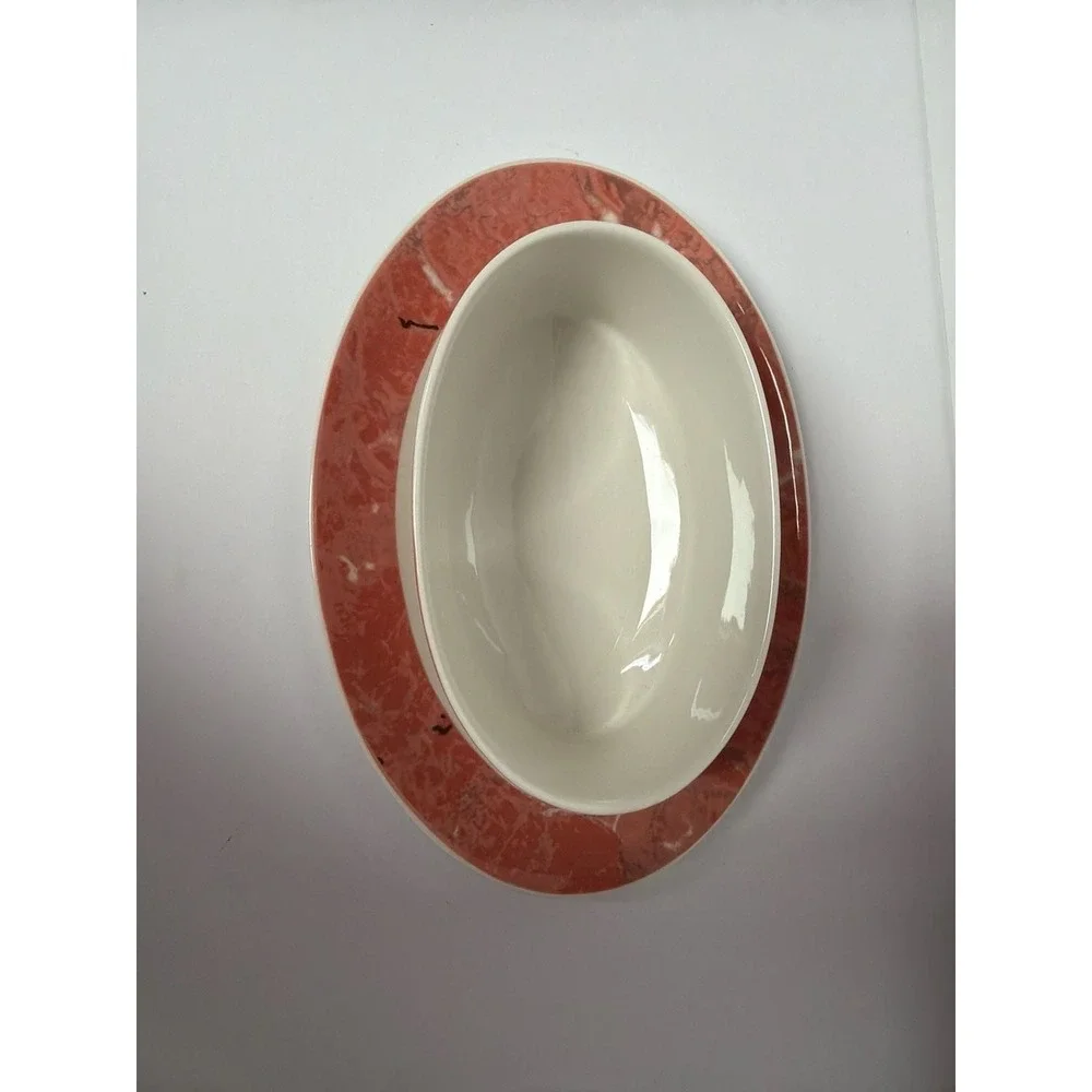 Villeroy & Boch Siena Gravy‎ Boat with Attached Underplate Orange Marble